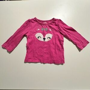 Gymboree Pink Long Sleeve Fox Tee 6-12M